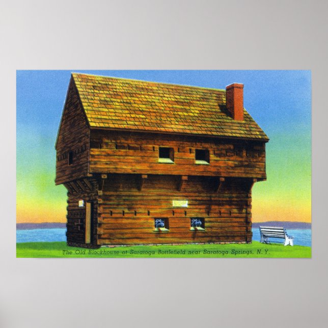 Póster Antiguo Saratoga Battlefield Blockhouse Exterior (Frente)