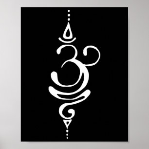 Póster Antiguo símbolo Om respirar sánscrito Yoga Budismo
