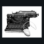 Póster Antiguo y nuevo<br><div class="desc">Máquina de escribir antigua con poster de fotos en blanco y negro con ratón de computadora. Tamaño para 11x14.</div>