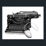 Póster Antiguo y nuevo<br><div class="desc">Máquina de escribir antigua con poster de fotos en blanco y negro con ratón de computadora. Tamaño para 11x14.</div>