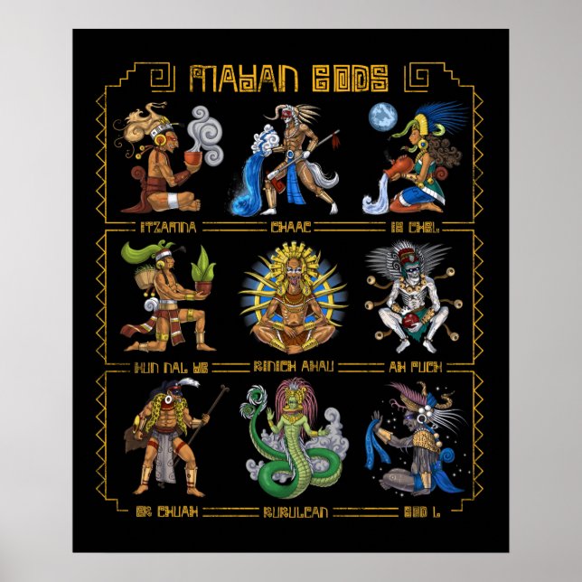 Póster Antiguos dioses mayas (Frente)
