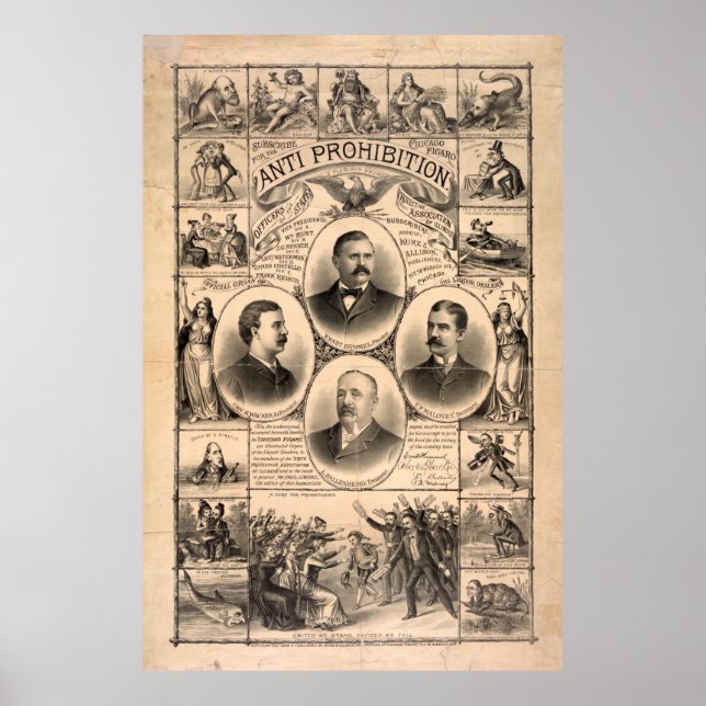 Póster Antiprohibición por Kurz y Allison (1888) (Frente)