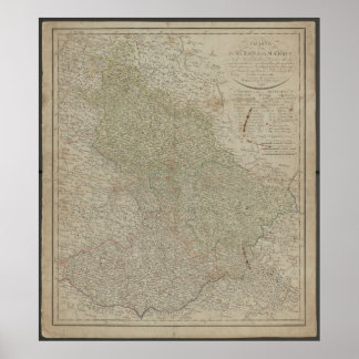 Póster Antique 1799 Map of Silesia & Moravia, Historical 