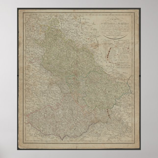 Póster Antique 1799 Map of Silesia & Moravia, Historical  (Frente)