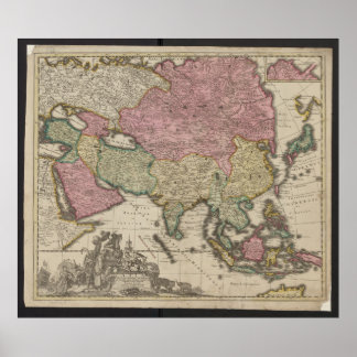 Póster Antique Asia Map 1700, China Poster