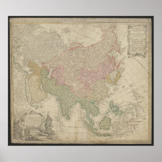 Póster Antique Asia Map 1744, Russia Poster