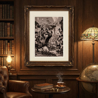 Póster Antique Fantasy Print Vintage Satire and Steampunk
