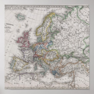 Póster Antique Map of Europe circa 1862