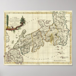 Póster Antique Map of Japan 1785