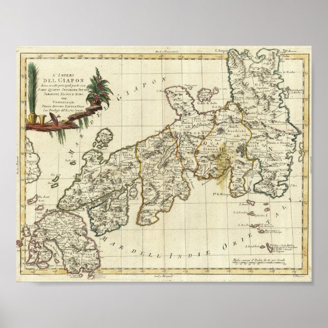Póster Antique Map of Japan 1785 (Frente)