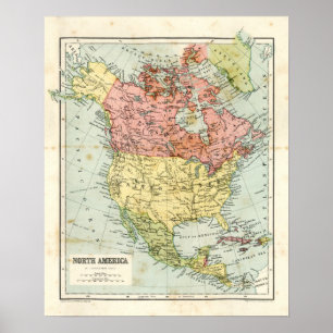 Póster Antique map of North America