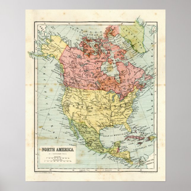 Póster Antique map of North America (Frente)