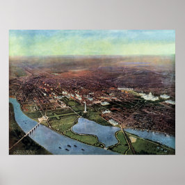 Póster Antique Map of Washington DC and the Potomac River