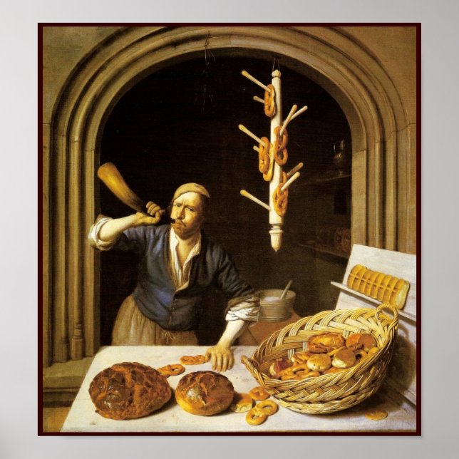 PÓSTER ANTIQUE OVEN BAKER ,BAKERY BREAD TIENDA (Frente)