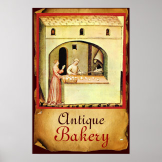 PÓSTER ANTIQUE OVEN BAKER ,BAKERY BREAD TIENDA