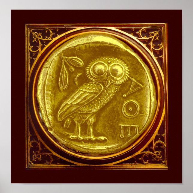 PÓSTER ANTIQUE OWL GOLD COIN (Frente)