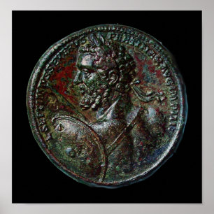 PÓSTER ANTIQUE ROMAN BRONZE MEDALLION SEPTIMUS SEVERO