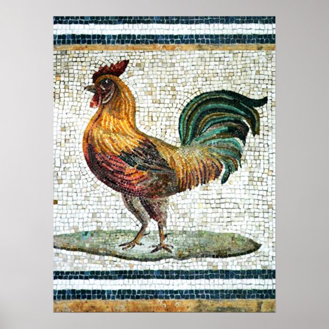 PÓSTER ANTIQUE ROMAN MOSAICS / ROOSTER (Frente)