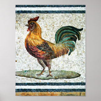 PÓSTER ANTIQUE ROMAN MOSAICS / ROOSTER