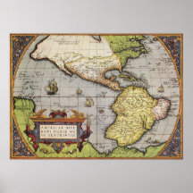 Antique World Map of the Americas, 1570