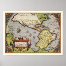 Antique World Map of the Americas, 1570