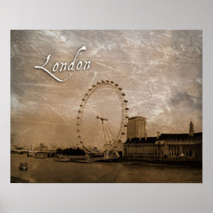 Póster Antiqued London Eye Poster