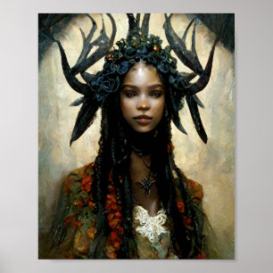 Póster Antler Fae 3 Fairy Fantasy Art Poster