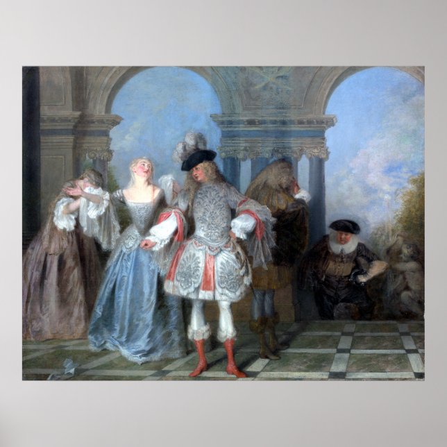 Póster Antoine Watteau Los Comediantes Franceses (Frente)
