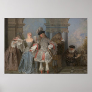 Póster Antoine Watteau - Los comediantes franceses