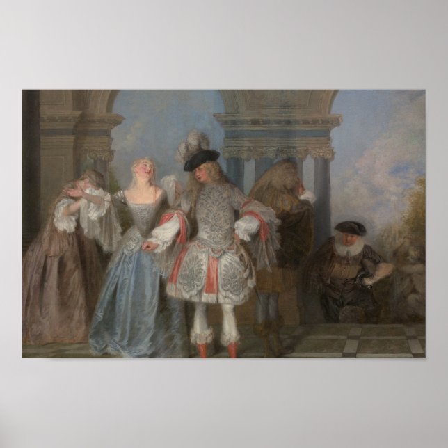 Póster Antoine Watteau - Los comediantes franceses (Frente)