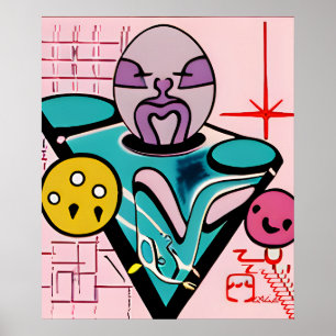 Póster Anton LaVey en la mesa del palomitas de maíz