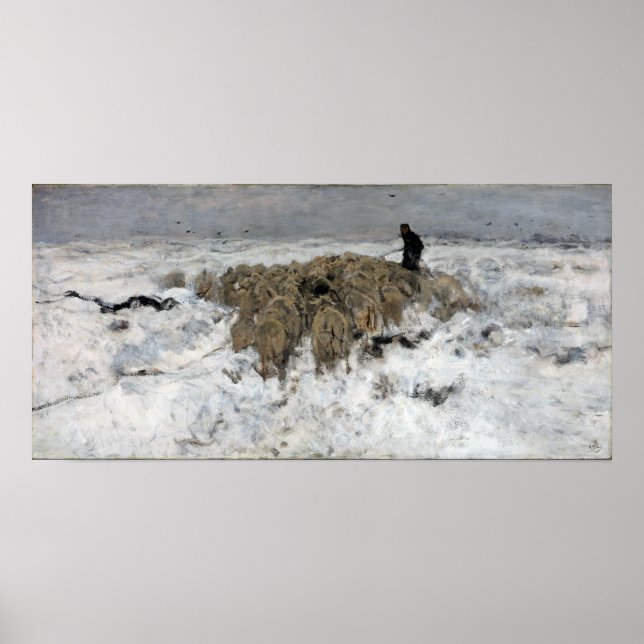 Póster Anton Mauve Rebaño de ovinos con pastor (Frente)