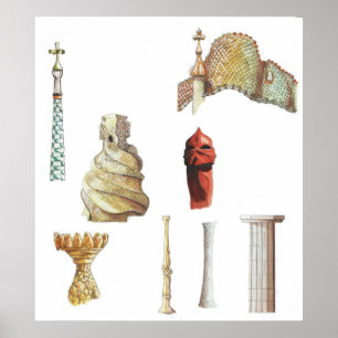 Póster Antonio Gaudi. Barcelona. España. Arquitectura