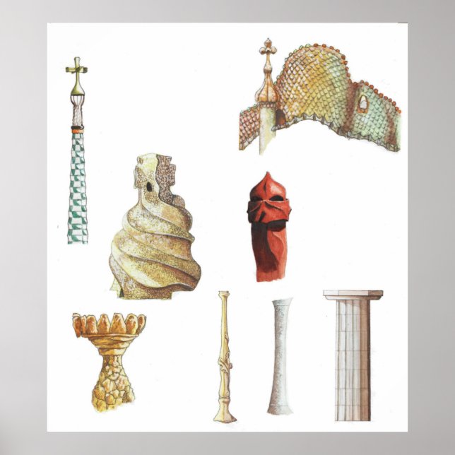 Póster Antonio Gaudi. Barcelona. España. Arquitectura (Frente)