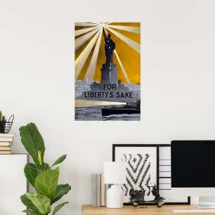 Póster Antorcha de la Estatua de la Libertad y Armada de 