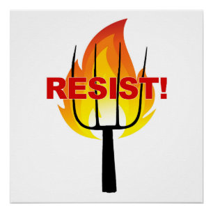 Póster Antorcha de resistencia y horquilla de cocina