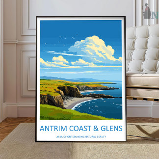 Póster Antrim Coast and Glens Travel Print Wall Art Antri