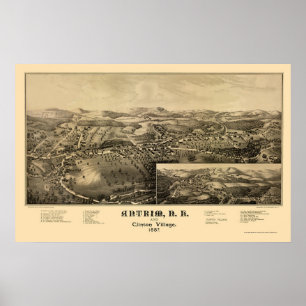 Póster Antrim, Mapa Panorámico NH - 1887