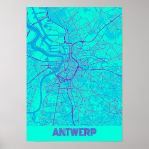 Póster Antwerp - Bélgica Mapa de la ciudad de Galaxy
