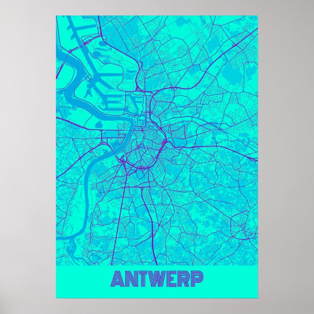 Póster Antwerp - Bélgica Mapa de la ciudad de Galaxy (Frente)