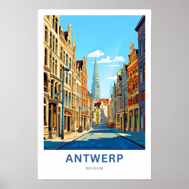 Póster Antwerp Bélgica Viaje Imprimir (Frente)