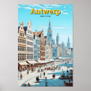 Póster Antwerp Belgium Viaje de Vintage