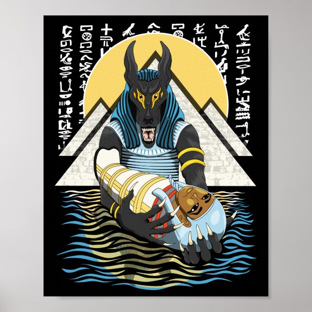 Póster Anubis Antiguo Ilustracion Egipcio de Dios (Frente)
