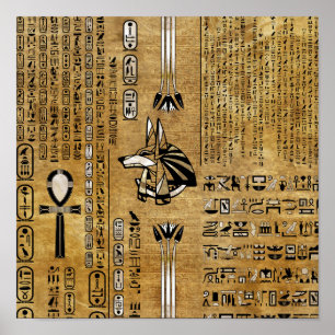 Póster Anubis - Dios egipcio - Oro y Perla