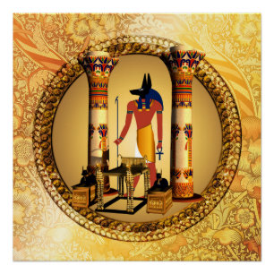 Póster Anubis en fondo de oro