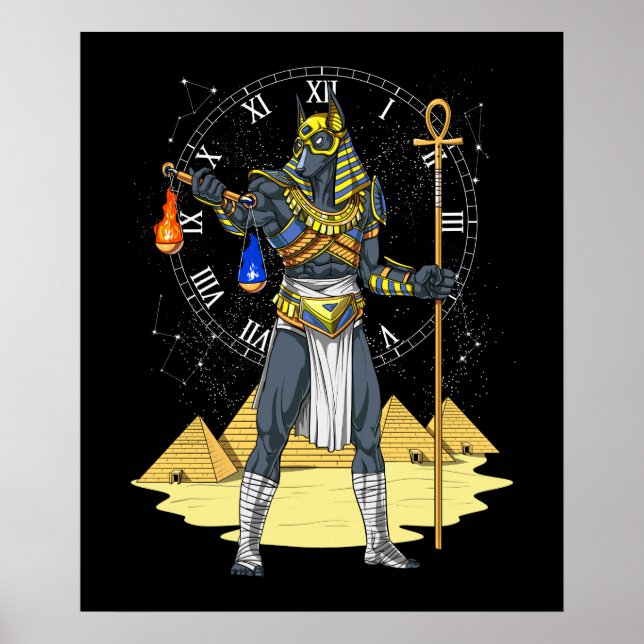 Póster Anubis Matiología del Dios Antiguo Egipcio Ankh (Frente)