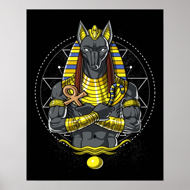Póster Anubis Mithología Ankh del Lobo Egipcio Dios Egipt (Frente)