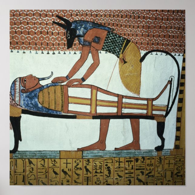 Póster Anubis y una momia, desde la tumba de Sennedjem (Frente)