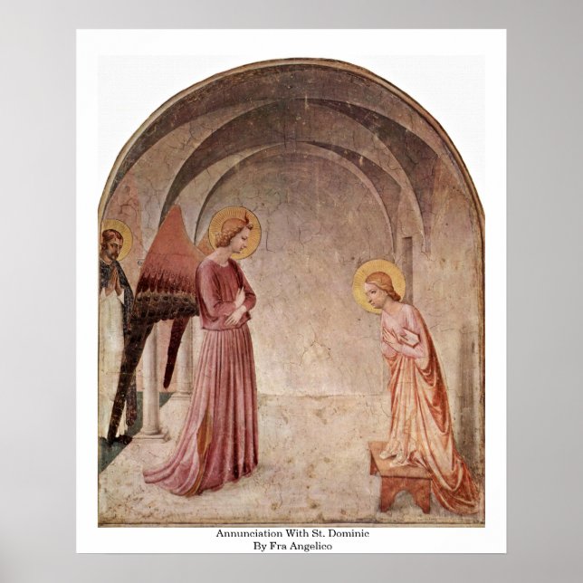 Póster Anunciación Con Santo Dominic Por Fra Angelico (Frente)