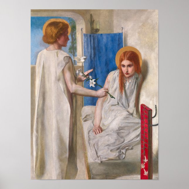 Póster Anunciación de Dante Gabriel Rossetti (Frente)